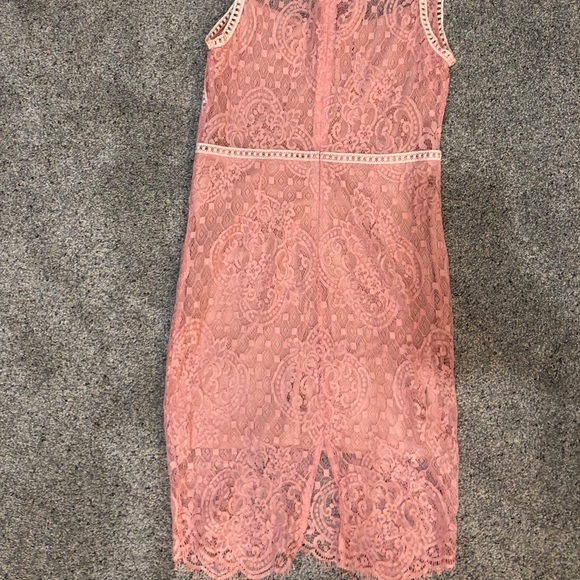 Gorgeous Lace Pink Cut Out Dress - Picture 2 of 4